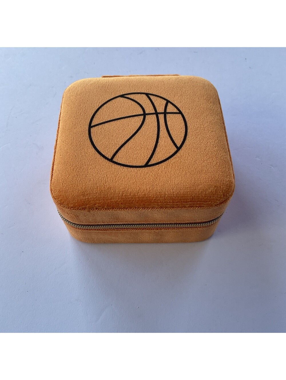 Basketball Jewelry Box Travel Case Girls Athlete Gift Ring Organizer Zippered